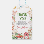 Boerderijdieren Barnyard verjaardagsfeest Dank u Cadeaulabel (Voorkant)