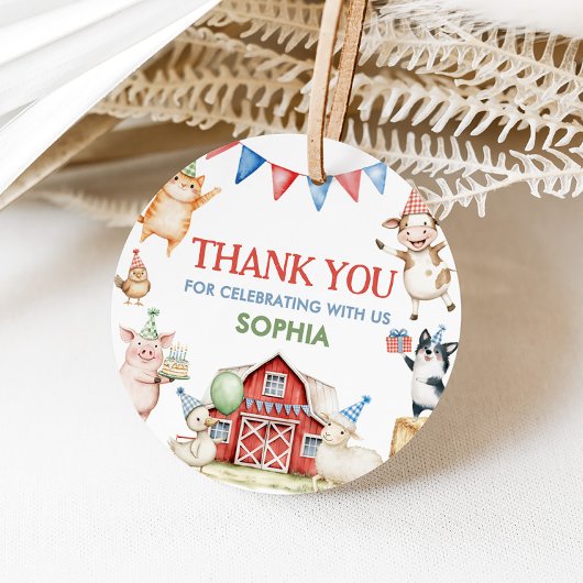 Boerderijdieren Barnyard Verjaardagsfeest Ronde Bedankjes Labels