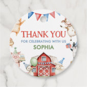 Boerderijdieren Barnyard Verjaardagsfeest Ronde Bedankjes Labels (Voorkant)