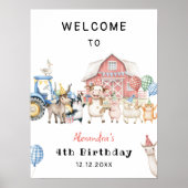 Boerderijdieren Barnyard Verjaardagsfeest Welkom Poster (Voorkant)