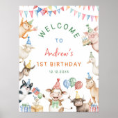 Boerderijdieren Barnyard Verjaardagsfeest Welkom Poster (Voorkant)