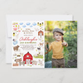 Boerderijdieren Barnyard verjaardagsfeestfoto Kaart (Voorkant)