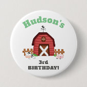 Boerderijdieren Barnyard Verjaardagsfeestje - GLS Ronde Button 7,6 Cm (Voorkant)