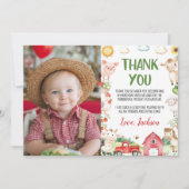 Boerderijdieren Barnyard Verjaardagsfoto Bedankkaart (Voorkant)