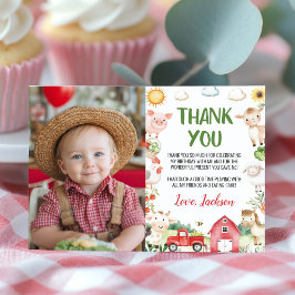 Boerderijdieren Barnyard Verjaardagsfoto Bedankkaart