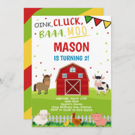 Boerderijdieren Barnyard Verjaardagsuitnodiging Kaart