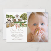 Boerderijdieren Barnyard W / C Foto 1e verjaardag Kaart (Voorkant)