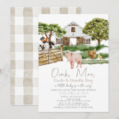 Boerderijdieren Barnyard Waterverf Baby shower Kaart (Voorkant / Achterkant)