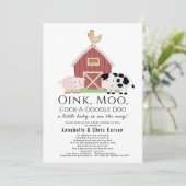 Boerderijdieren Barnyard White Baby shower per Mai Kaart (Staand voorkant)