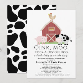 Boerderijdieren Barnyard White Baby shower per Mai Kaart