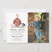 Boerderijdieren Barnyard White Foto Verjaardag Kaart (Voorkant)