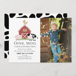 Boerderijdieren Barnyard White Foto Verjaardag Kaart