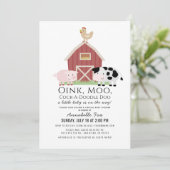 Boerderijdieren Barnyard White Virtual Baby shower Kaart (Staand voorkant)