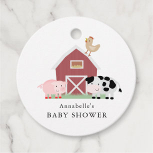 Boerderijdieren Barnyard Wit Baby shower Dank u Bedankjes Labels