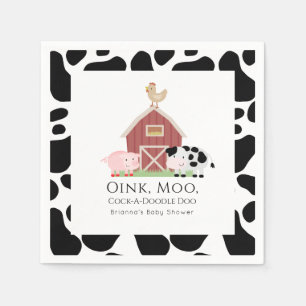 Boerderijdieren Barnyard wit Baby shower papier Servet