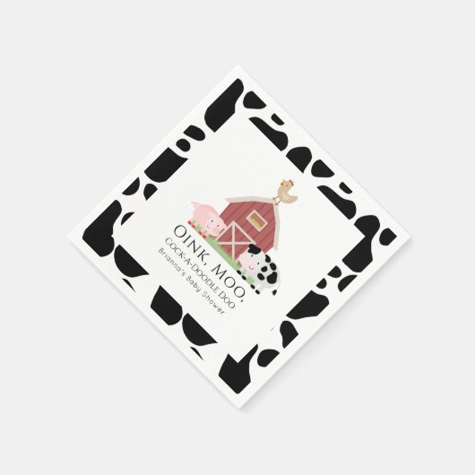 Boerderijdieren Barnyard wit Baby shower papier Servet (Hoek)