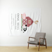 Boerderijdieren Barnyard Witte Baby Shower Welkom Wandkleed (In Situ (horizontaal))