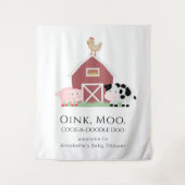Boerderijdieren Barnyard Witte Baby Shower Welkom Wandkleed (Voorkant)