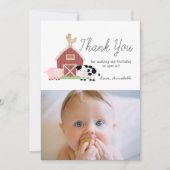 Boerderijdieren Barnyard Witte Verjaardag Dank u Kaart (Voorkant)