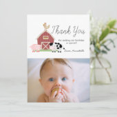 Boerderijdieren Barnyard Witte Verjaardag Dank u Kaart (Staand voorkant)