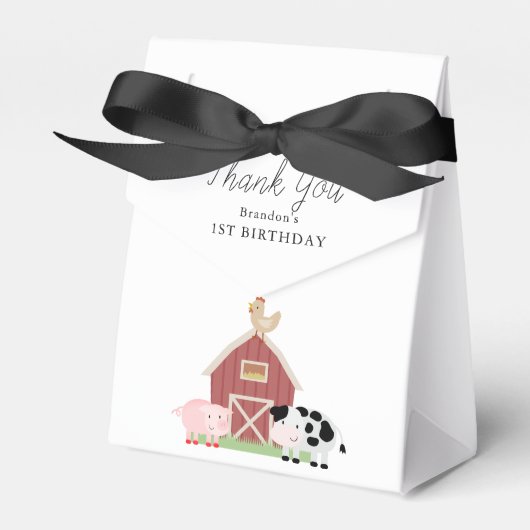 Boerderijdieren Barnyard Witte Verjaardag Favor Bo Bedankdoosjes (Voorkant Zijde)