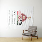 Boerderijdieren Barnyard Witte Verjaardags Welkom Wandkleed (In Situ (horizontaal))