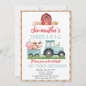 Boerderijdieren Blauw Jongen Barnyard Verjaardagsf Kaart (Voorkant)