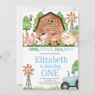 Boerderijdieren Blauw Jongen Barnyard Verjaardagsf Kaart