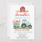 Boerderijdieren Blauw Jongen Barnyard Verjaardagsf Kaart (Voorkant)