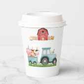 Boerderijdieren Blauw Jongen Barnyard Verjaardagsf Papieren Bekers (Achterkant)