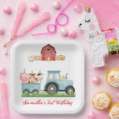 Boerderijdieren Blauw Jongen Barnyard Verjaardagsf Papieren Bordje (Feest)