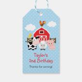 Boerderijdieren (Blauw) Verjaardagsfeestje Dank u Cadeaulabel (Achterkant)