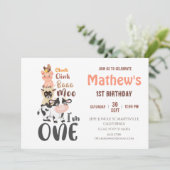 Boerderijdieren boerenerf eerste 1e verjaardag kaart (Staand voorkant)