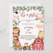 Boerderijdieren Boho Schattige Meisjes Baby shower Kaart (Voorkant)