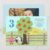 Boerderijdieren Boomnummer Verjaardagsfeest Foto Kaart (Voorkant / Achterkant)