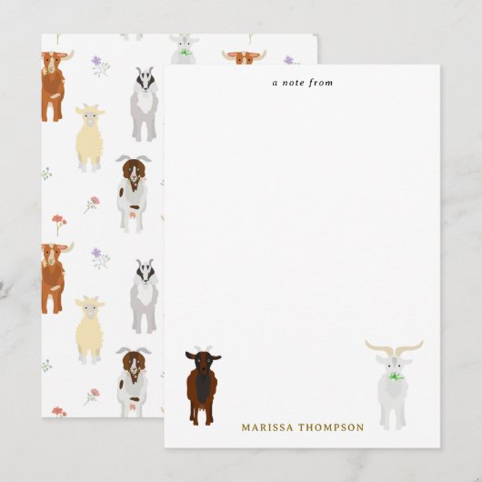 Boerderijdieren Cute Geiten Notitiekaartje (Voorkant / Achterkant)