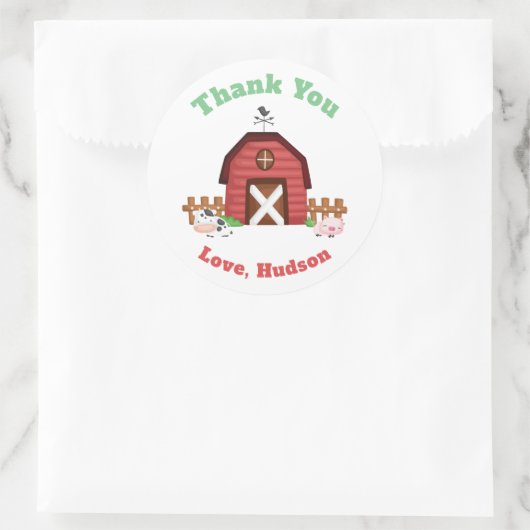 Boerderijdieren Cute Verjaardag Bedankt - GLS Ronde Sticker (Tas)