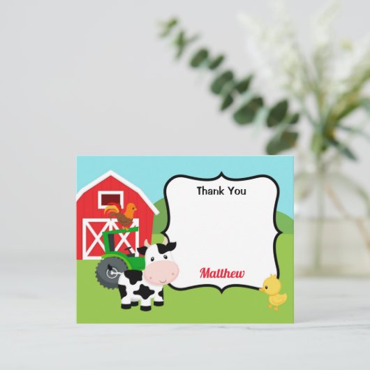 Boerderijdieren Dank u kaart (Staand voorkant)