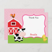 Boerderijdieren Dank u kaart Meisje (roze) - Barny (Voorkant / Achterkant)