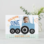 Boerderijdieren Denim Tractor Schattige Foto 1e Ve Kaart (Staand voorkant)