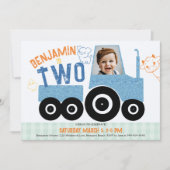 Boerderijdieren Denim Tractor Schattige Foto 2e Ve Kaart (Voorkant)