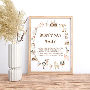 Boerderijdieren Dont Say Baby Spel Poster