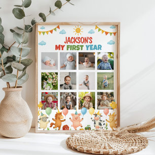 Boerderijdieren Eerste Jaar Foto Mijlpaal Poster