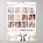 Boerderijdieren Eerste jaar Foto Milestone Poster (Voorkant)