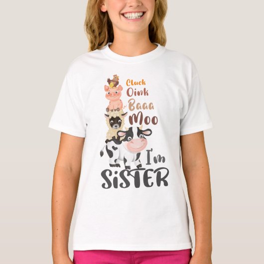 Boerderijdieren Eerste verjaardag Matching Sister  T-shirt (Voorkant)