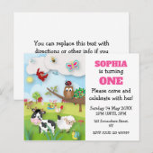 Boerderijdieren eerste verjaardag uitnodiging (Voorkant / Achterkant)