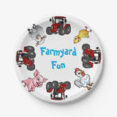 Boerderijdieren en Rode Tractor Leuke Verjaardag Papieren Bordje (Voorkant)