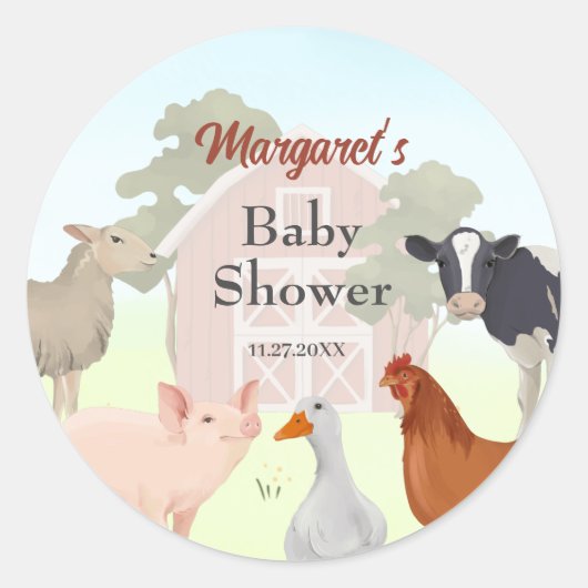 Boerderijdieren Feest Ronde Sticker (Voorkant)