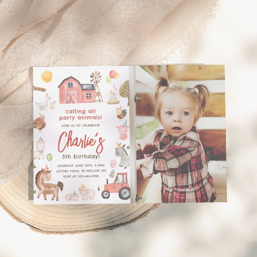 Boerderijdieren Foto Verjaardag Kaart