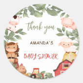 Boerderijdieren Genderneutraal Dank u Ronde Sticker (Voorkant)